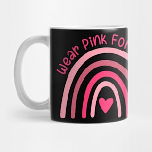 Womens cute pink design with rainbow and heart Mug